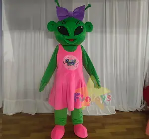 Funtoys diskon besar kostum maskot Alien kustom uniseks dewasa kostum maskot alien hijau untuk pesta