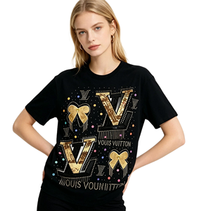 <span class=keywords><strong>T</strong></span>-shirts personnalisés en gros pour femmes, nouvelle collection é<span class=keywords><strong>t</strong></span>é, col rond, imprimé graphique, coton, coupe ample, décontractés - Product Image 4