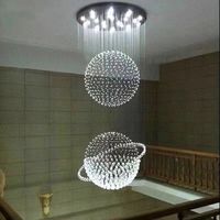 Lustre moderne en cristal argenté creux de grande taille, luminaire suspendu LED à 3 couleurs et intensité variable pour villa duplex, hall d'hôtel