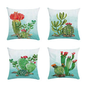 Housse <span class=keywords><strong>de</strong></span> coussin <span class=keywords><strong>de</strong></span> Cactus <span class=keywords><strong>de</strong></span> plantes succulentes d'impression <span class=keywords><strong>de</strong></span> <span class=keywords><strong>lin</strong></span> pour la maison canapé décoratif <span class=keywords><strong>fauteuil</strong></span> chambre - Product Image 4
