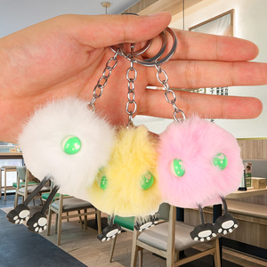 Porte-clés en peluche en forme de boule de lunettes en caoutchouc souple, style dessin animé, pour sac de femme, clé de voiture, cadeau mignon, style art moderne - Product Image 4