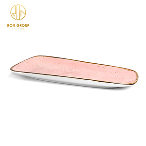 Vente en gros restaurant hôtel restauration incassable bord doré <span class=keywords><strong>assiette</strong></span> en porcelaine rose de haute qualité sushi <span class=keywords><strong>dessert</strong></span> assiettes en céramique - Product Image 5