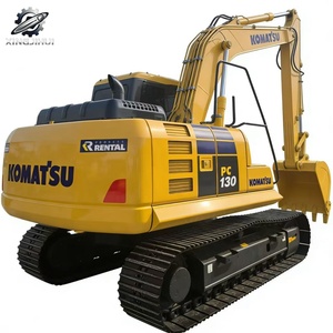 Excavatrice sur chenilles Komatsu 130 d'occasion, 13 tonnes, godet de 0,6 m³, marque japonaise d'origine, excavatrice de construction de taille moyenne, faible nombre d'heures, bon état - Product Image 1