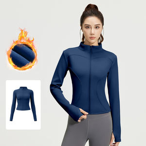 Vêtements de yoga serrés à manches longues pour femmes pour vêtements d'extérieur minceur et fitness veste de sport de yoga en cours d'exécution avec velours - Product Image 4