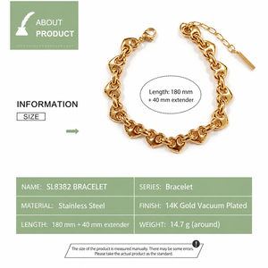 Pulsera de Eslabones, Acero Inoxidable, Chapado al Vacío en Oro de 14K, Opciones de Color Dorado y Plateado - Product Image 4