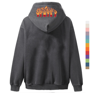 Moda personalizzata di alta qualità in cotone pesante vecchio taglio bianco sbiadito cerniera tendenza Casual innovazione popolare <span class=keywords><strong>oltre</strong></span> gli uomini felpa con cappuccio - Product Image 2