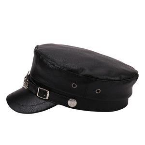 Оптовая продажа, хип-хоп панк, европейская американская модная шляпа с плоским верхом, уникальные кожаные длинные заклепки, винтажная Кепка с козырьком, Матросская шляпа, фьюжн - Product Image 2