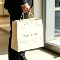 Sacs cadeaux en carton recyclable écologiques de luxe personnalisés pour bijoux, vêtements, chaussures, emballages de bougies