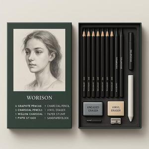Set de Dibujo de Retratos Premium Personalizable, Kit Profesional de Dibujo con <span class=keywords><strong>Carboncillo</strong></span> y Grafito, con Borradores y Herramientas de Mezcla - Product Image 2