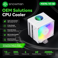 Refroidisseur CPU Snowman RGB adressable, 4 caloducs en cuivre, ventilateur à haut débit d'air de 92 mm, roulement fluide 4 broches, effets personnalisables via