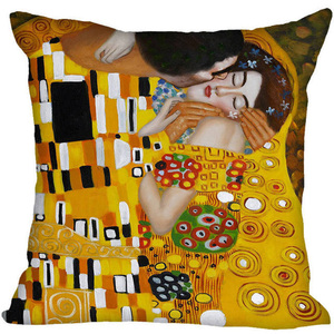 Gustav Klimt Le Baiser Peinture Housse De <span class=keywords><strong>Coussin</strong></span> Vintage Style <span class=keywords><strong>Or</strong></span> Motif Décoratif Oreillers Décor À La Maison Lin Housse De <span class=keywords><strong>Coussin</strong></span>/ - Product Image 2