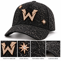 Casquette de baseball de luxe ornée de strass avec logo métallique en cristal, chapeau tendance personnalisé