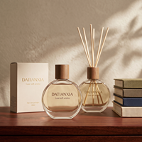 Diffuseur d'huiles essentielles rond en verre et rotin, écologique, sans alcool, parfum longue durée, 60 ml, 100 ml, couleurs personnalisables