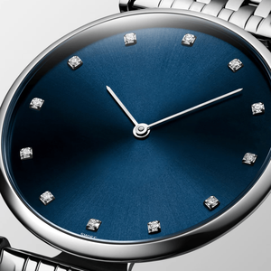 Montre mécanique automatique ronde et fine avec cadran à index en cristal et bracelet en acier inoxydable Longinesing - Product Image 3