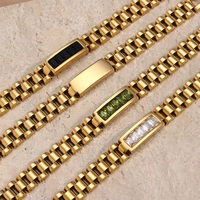 Envío Directo, Correa de Reloj de Alta Calidad con Certificación CE, Resistente al Agua, Brazalete de Acero Inoxidable Chapado en Oro de 18K con Circonitas