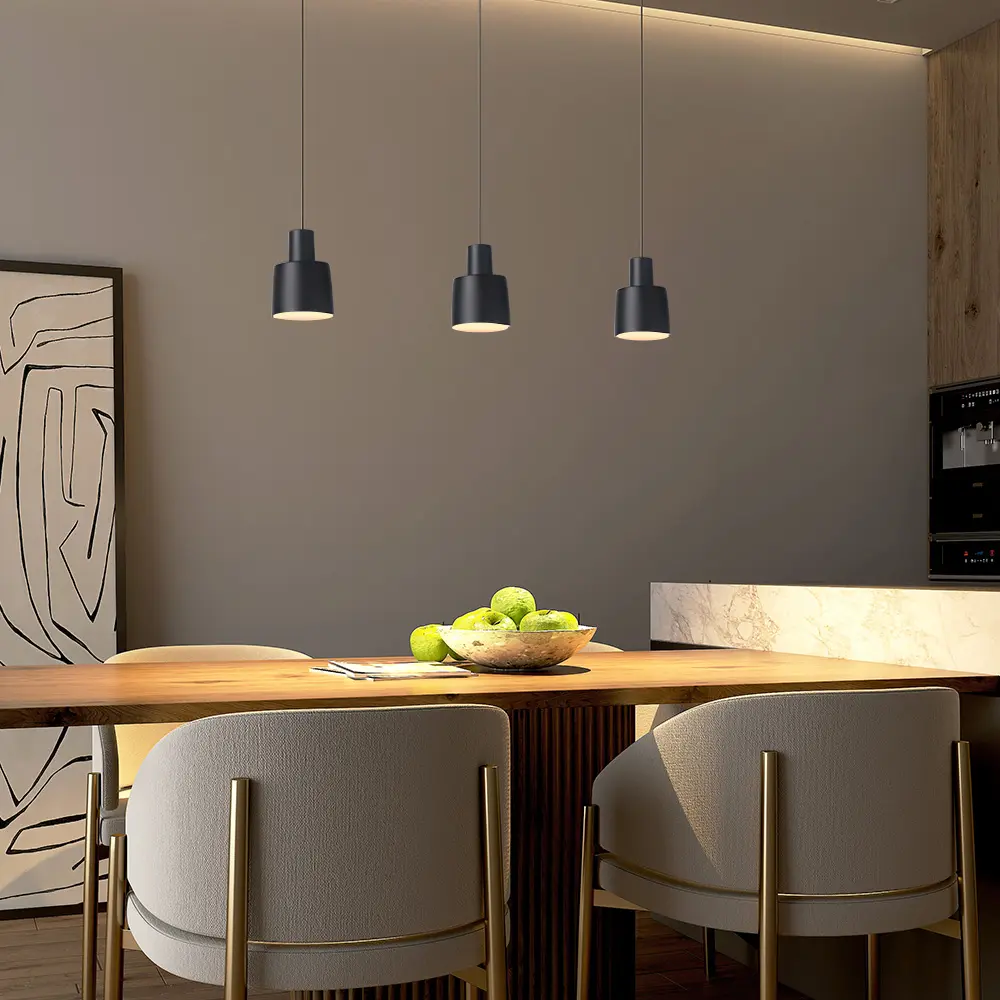 Aisilan simple new design kitchen island black metal lens triple rattan hanging lights for living room pendant