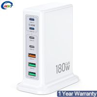 Station de charge multi-ports 180W HNT ODM OEM PD QC 7 ports Chargeur de bureau universel avec prises de voyage US EU UK AU JP