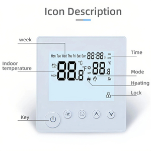 <span class=keywords><strong>Thermostat</strong></span> <span class=keywords><strong>programmable</strong></span> pour pièce 3A 16A 25A avec écran LCD numérique pour chaudières résidentielles et systèmes de chauffage au sol par eau - Product Image 1