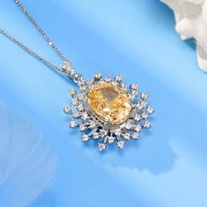 จี้ซันเบิร์สต์ประดับเพชร CZ สีเหลืองแฟนซี เงิน 925 (ไม่รวมสายสร้อย)-V - Product Image 6