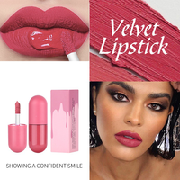 Mini velours Capsule brillant à lèvres en 6 couleurs pour dames longue durée anti-buée antiadhésif soyeux lisse mat rouge à lèvres crème