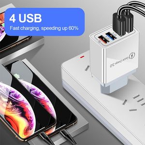 ที่ชาร์จ USB 4 ช่อง แบบ US/EU รองรับ Quick Charge QC 3.0  อะแดปเตอร์ชาร์จไฟแบบติดผนัง พกพาสะดวก ใช้ได้ทั้งที่บ้านและเดินทาง สำหรับสมาร์ทโฟน - Product Image 3