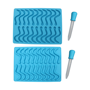 Bandeja de tubo de hielo de silicona en forma de gusano de serpiente de 20 cavidades con cuentagotas para DIY Chocolate dulces suaves gelatina molde de goma-herramientas para pasteles - Product Image 6