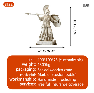 Statua di Atena in Marmo Naturale Personalizzata BSA, Scultura della Mitologia Greca Antica per Decorazione di Ville e Hotel - Product Image 2