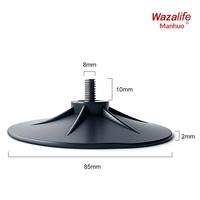 Pied de meuble à ventouse en PVC noir de 85 mm avec tige de fixation M8, robuste et moderne, pour étagères minimalistes