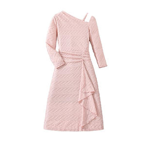 Robes pour filles adolescentes décontractées printemps-automne 2026, robe asymétrique à volants texturés à une épaule, robes pour enfants pour filles, vente en gros - Product Image 5