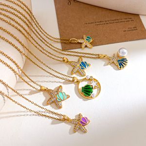 Collar de la serie Ocean Starfish antidesvanecimiento, diseño minimalista, cadena para clavícula, regalo de joyería para mujer, ideal para vacaciones en la playa. - Product Image 3