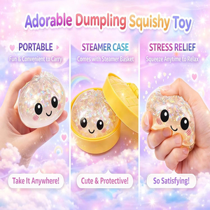 Juguetes de escritorio de vaporera de comida de color personalizado, juguetes de dumplings con purpurina, pelotas antiestrés de dumplings, juguete sensorial fidget, dumpling squishy con purpurina - Product Image 5