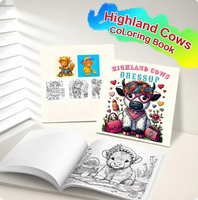 Livre de coloriage des vaches des Highlands, thème déguisement, activité créative pour enfants, 24 pages d'illustrations mignonnes de vaches écossaises