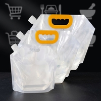 Sac de stockage de liquides transparent pliable en plastique de 1,5L, 2L, 5L avec bec verseur pour congélateur, idéal pour l'eau et les boissons