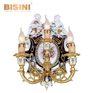 Originale Classico Stile Rococò Oro Cherubino e Floreale Ornato Due <span class=keywords><strong>Braccio</strong></span> Da Parete di Candela Sconce per la Villa - Product Image 4