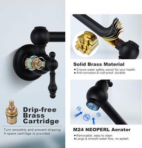 Robinets de <span class=keywords><strong>cuisine</strong></span> pliants à 720 degrés Mélangeur or Mélangeurs d'eau froide Robinet flexible Robinet d'évier de <span class=keywords><strong>cuisine</strong></span> mural en laiton - Product Image 6