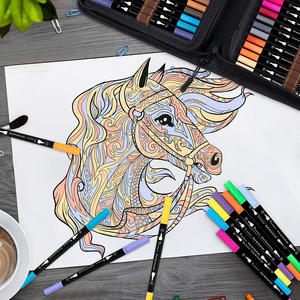 Ensemble de stylos pinceaux aquarelle à double pointe pour livres de coloriage pour adultes, manga, calligraphie, art, dessin, peinture, marqueur lavable - Product Image 4