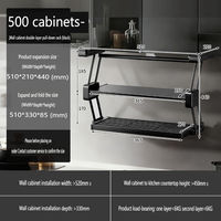 Étagère murale de cuisine escamotable à double niveau - Organiseur pliable en alliage d'aluminium