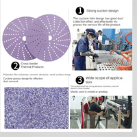 Disques de ponçage en céramique violette de 6 pouces (150 mm) à 17 trous, sans poussière, abrasifs, pour peintures automobiles et outils de polissage de carrosserie – Fabrication OEM
