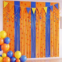 Lot de 2 décorations de fête sur le thème de l'anime, décoration d'anniversaire Dragon, rideaux à franges en feuille d'aluminium avec étoiles jaunes, bleues et rouges, guirlandes métalliques