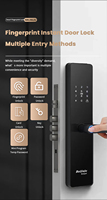 Serrure de porte électrique à commande à distance via l'application TTlock, serrure intelligente à empreintes digitales, mot de passe, carte-clé, serrure numérique intelligente pour porte d'entrée en bois ou en acier