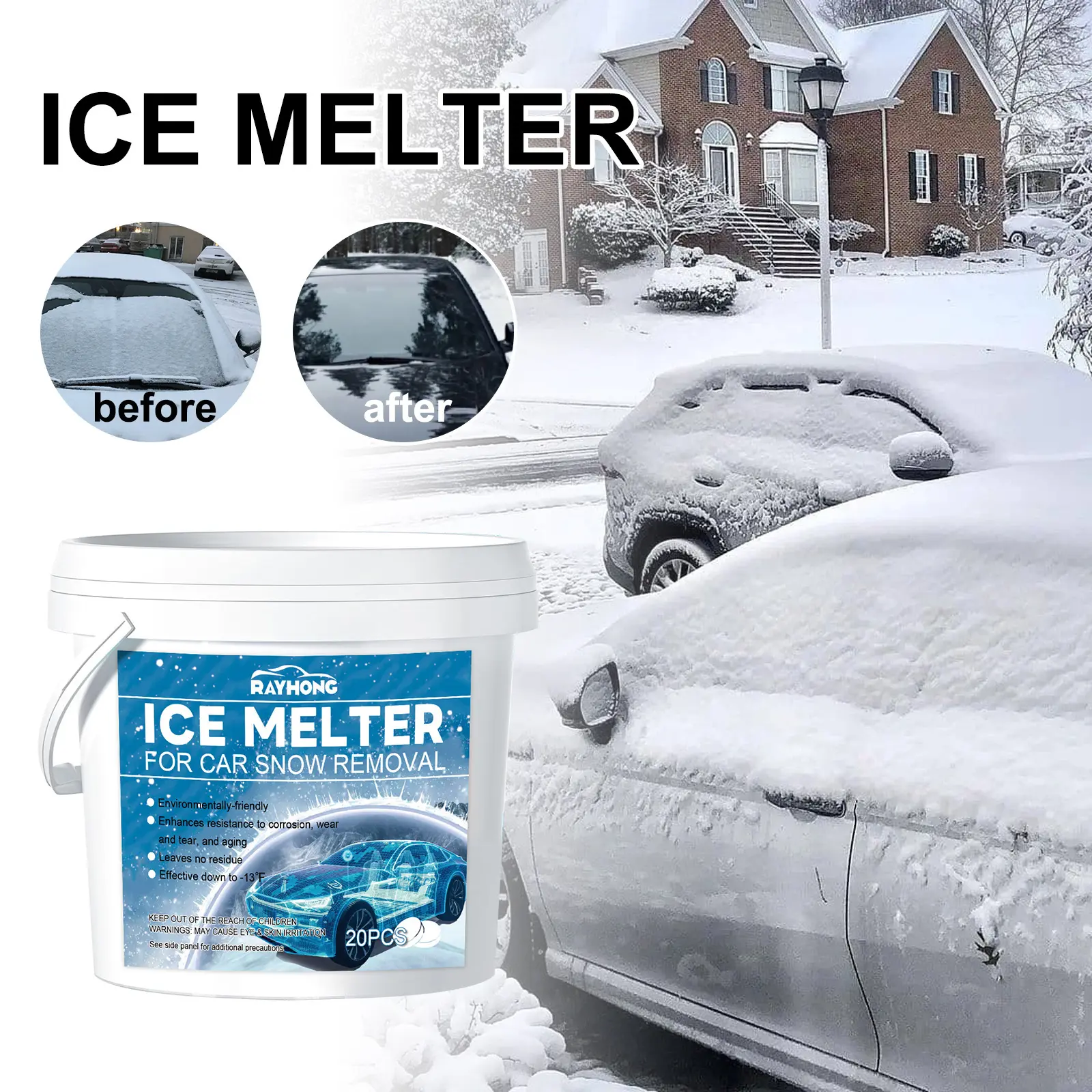 Recién llegado RAYHONG Ice Melter Limpiador de hielo seco ecológico Fórmula natural Snow Melter