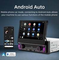 Autoradio BQCC Carplay 1DIN 7 pouces avec écran tactile rétractable IPS, USB/Type-C/BT/SWC, autoradio multimédia, livraison rapide et garantie