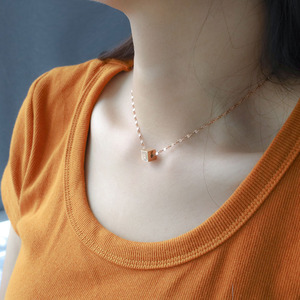 Cube Letter Titanium Steel Necklace For Women Gold Rose Gold Everyday Wear Geometric Pendant Fine Jewelry - Product Image 2