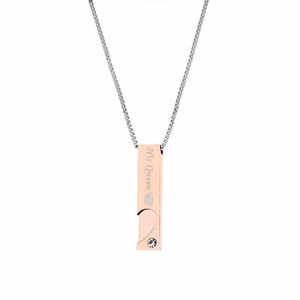 Pendentif barre en forme de coeur en acier inoxydable gravé au laser sa reine son roi nom personnaliser collier de couple - Product Image 2