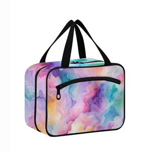 Bolsa de Cosméticos con Cierre de Cremallera y Estampado Tie Dye Arcoíris, Bolsa de Aseo Grande Personalizada para Mujer, Bolsa de Viaje con Gancho para Colgar - Product Image 1