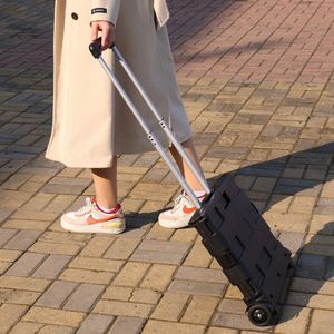 Carrito utilitario plegable negro de 2 ruedas de alta capacidad de carga para acampar al aire libre con mango telescópico Carro de compras súper fuerte - Product Image 6