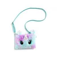 Bolso Bandolera de Peluche con Diseño de Unicornio Arcoíris Degradado, Linda Bolsa de Hombro Peluda