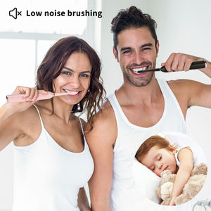 Brosse à dents électrique ultrasonique automatique 360° en gros pour adultes, étanche IPX7, poils souples en silicone, brosse à dents noire - Product Image 4