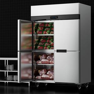 Réfrigérateur vertical à <span class=keywords><strong>double</strong></span> température à 4 portes, refroidissement par air, congélateur vertical, équipement de cuisine de restaurant - Product Image 3