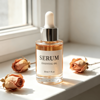 Flacon compte-gouttes en verre transparent rond pour huile essentielle, huile capillaire, sérum, avec boîte, étiquette personnalisée, 30 ml, 50 ml, 60 ml
